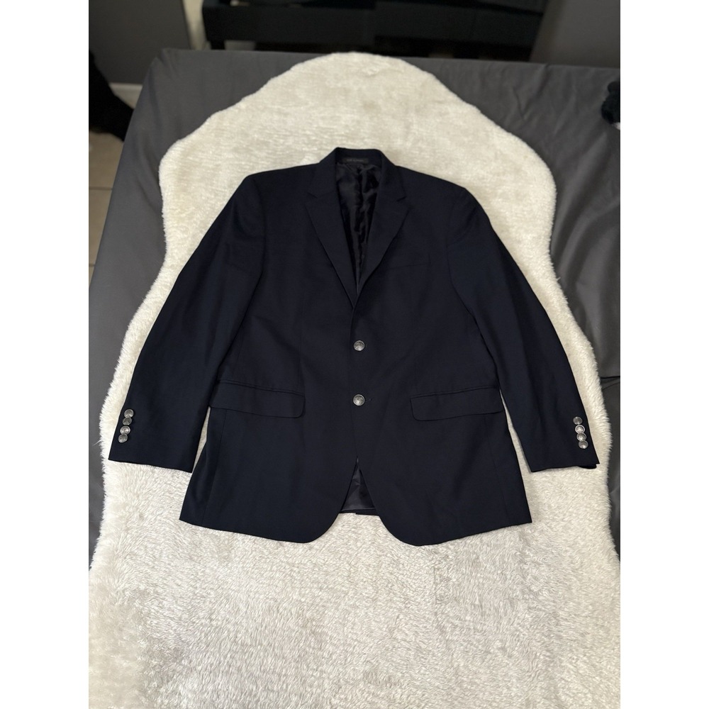 Michael Kors Mens Navy Blue Blazer Jacket Wool Blend Size 40R 2‎ Button